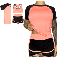 Tenue de Sport Femme 3 Pièces Orange et Noir