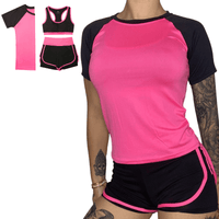 Tenue de Sport Femme 3 Pièces Rose et Noir