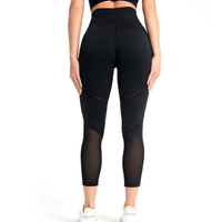 Legging noir voile amincissant montant, parfait pour le sport, le yoga et la danse, offrant maintien et confort.