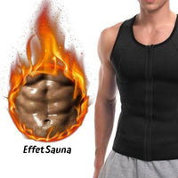 Débardeur aminçant de sudation pour hommes, noir, avec effet sauna pour affiner et muscler le corps rapidement.