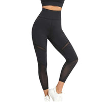 Legging noir voile aminçissant montant pour séances de sport, yoga et danse, offrant confort et style.