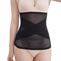 Corset minceur en noir avec bandes croisées pour une silhouette élancée et glamour.