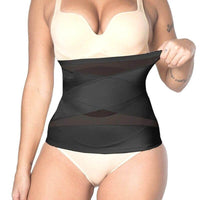Corset ceinture amincissant satin noir, enfilable pour un confort optimal et une taille fine.