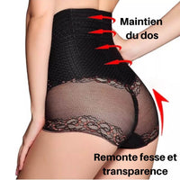 Culotte sculptante sexy en dentelle avec maintien du dos et effet remonte-fesse, idéale pour un ventre plat.