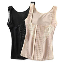 Gaine Bretelle Corset Ultra Ventre Plat, soutien-gorge amincissant en noir et beige pour un ventre plat.