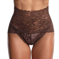 Culotte modelante en dentelle marron taille haute, sexy et confortable pour un maintien optimal.