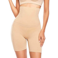 Panty gainant beige avec taille haute pour un ventre plat et une silhouette affinée.