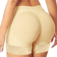 Shorty fesses push-up beige avec coussinets intégrés pour des fesses galbées et sexy.