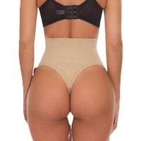 String taille haute beige pour un ventre plat et des fesses galbées, idéal sous les vêtements.