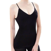 Top Femme Amincissant noir sans couture, effet remonte sein, confortable et sculptant la silhouette.