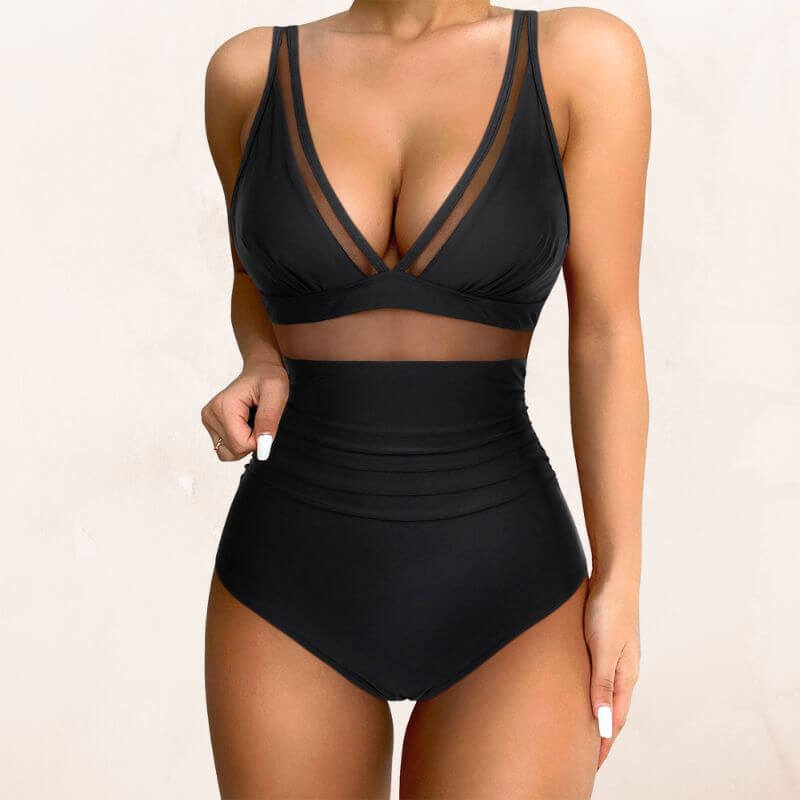 Maillot De Bain Une Pièce Noir Femme - Taille 8, Modèle Multi-voies Adaptable Et Flatteur, Neuf Avec étiquettes