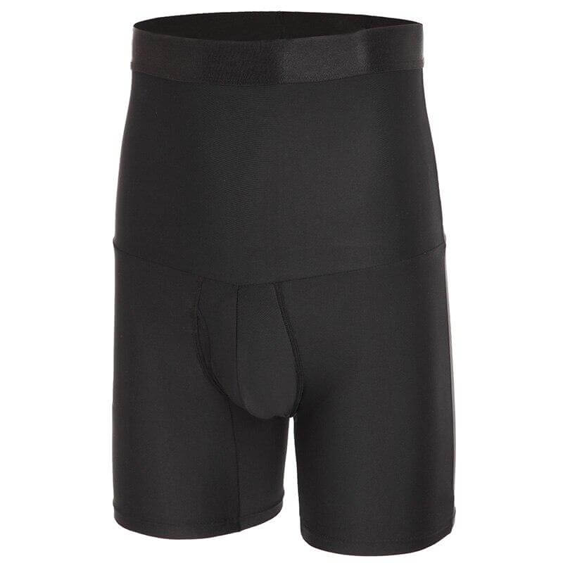 Boxers Homme Taille Haute Coton Stretch Caleçons Briefs Slips Long Culotte Gainante Ventre Plat Sports sous-vêtements, Noir*2, 3XL